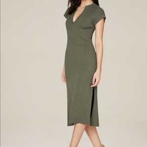 Bebe midi poor boy rib dress green army